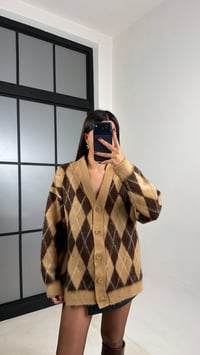 Camel Baklava Desenli Triko Hırka GAUS-00627GAUSHIRKAGAUS-00627