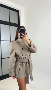 Vizon Dik Yakalı Vatkalı Kuşaklı Kaşe Kaban GAUS-00704GAUSKABANGAUS-00704