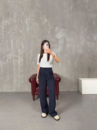 Layra Lacivert Yandan Düğme Detaylı Kumaş PantolonGausPANTOLONGU100331