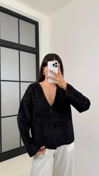 Siyah Önü Bağlamalı Premium Sakallı Hırka GAUS-0092GAUSHIRKAGAUS-0092