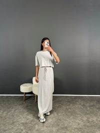 Creon Gri Modal Kumaş Etekli Tshirt TakımGausTAKIMGU007958