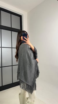 Antrasit Balıkçı Yaka Püskül Detaylı Panço Kazak GAUS-00953GAUSKAZAKGAUS-00953