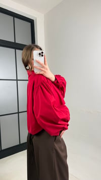 Kırmızı Yarasa Kol Crop Poplin Gömlek GAUS-01117GAUS القمصان GAUS-01117