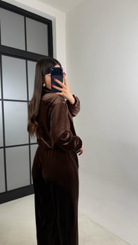 Kahve Çıtçıt Düğmeli Astarlı Ceket Beli Lastikli Pantolon Kadife Takım GAUS-00921GAUSTAKIMGAUS-00921
