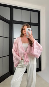 Pembe Püsküllü Bağlama Detaylı Kimono GAUS-01277GAUSHIRKAGAUS-01277