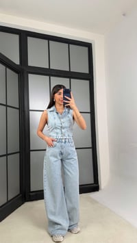 Buz Mavi Yelek Pantolon Premium Denim Takım GAUS-01285GAUSTAKIMGAUS-01285
