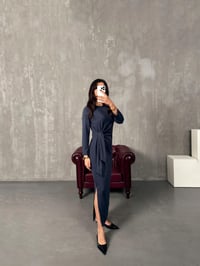 Tinky Antrasit Bağlamalı Yırtmaçlı ElbiseGausELBİSEGU00903873