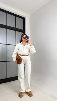 Ekru Kemerli Premium Denim Tulum GAUS-00673GAUSTULUMGAUS-00673