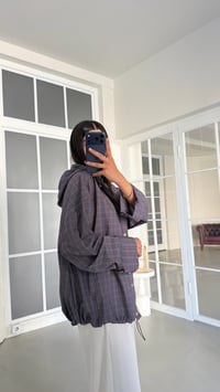 Antrasit Çıtçıt Düğmeli Kareli Kapüşonlu Yağmurluk GAUS-02001GAUSJacketsGAUS-02001