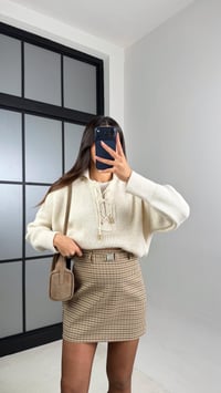 Sarı Pötikare Desenli Kemerli Etek GAUS-00902GAUSETEKGAUS-00902