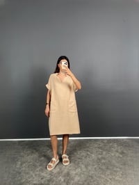 Alga Taş Müslin Keten Cepli Midi ElbiseGausELBİSEGU008592