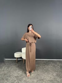 Creon Kahve Modal Kumaş Etekli Tshirt Takım GausTAKIMGU007957