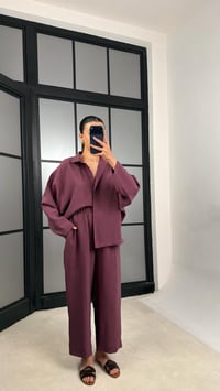 Mürdüm Gömlek Beli Lastikli Pantolon Premium Tencel Kumaş Takım GAUS-01525GAUSSuitsGAUS-01525