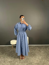 PL Çizgili Uzun Poplin Elbise GausELBİSEGU007260