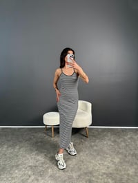 Basic Çizgili İp Askılı Elbise GausELBİSEGU007204