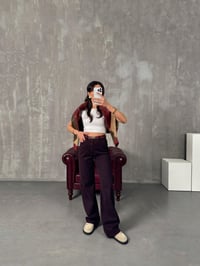 Targi Bordo Yüksek Bel Wide Leg JeanGausDENİM PANTOLONGU00904157