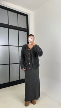 Antrasit Saçaklı Hırka Elbise 2'li Triko Takım GAUS-00482GAUSSuitsGAUS-00482