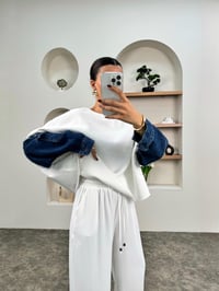 Pera Beyaz Denim Kol Detaylı SweatshirtGausSWEATSHIRTGU00903529