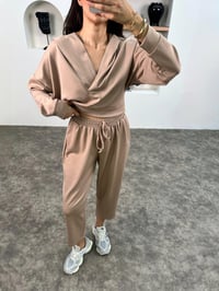 Nevia Sütlü Kahve Modal Kumaş Kapüşonlu Rahat İkili TakımGausTAKIMGU008955