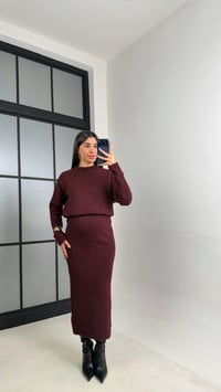 Bordo Maxi Boy Triko Elbise GAUS-01083GAUSDressesGAUS-01083