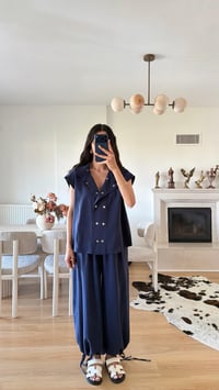Lacivert Yelek Beli Lastikli Şalvar Pantolon İkili Modal Takım GAUS-01652GAUSSuitsGAUS-01652
