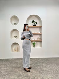 Gri Kayık Yaka Triko Etekli TakımGausTAKIMGU00903489