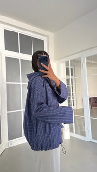 Lacivert Çıtçıt Düğmeli Kareli Kapüşonlu Yağmurluk GAUS-02001GAUSJacketsGAUS-02001