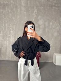 Stela Siyah Astarlı Kısa TrençkotGausCEKETGU00903994