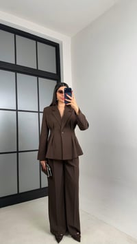 Kahve Vatkalı Astarlı Ceket Beli Lastikli Pantolon Premium Takım GAUS-00982GAUSTAKIMGAUS-00982