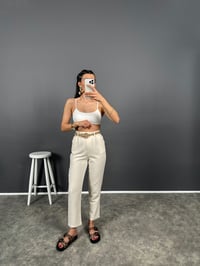 Elvin Taş Hasır Kemerli Beli Lastikli Pantolon GausPANTOLONGU008190