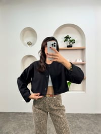 Zel Siyah MD muadil Düğmeli Kısa Kaşe CeketGausCEKETGU00903582