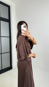 Kahve Bluz Beli Lastikli Pantolon OYS Muadil Modal Takım GAUS-0011GAUSTAKIMGAUS-0011
