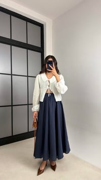 Lacivert Vual Astarlı Prenses Etek GAUS-01148GAUSETEKGAUS-01148