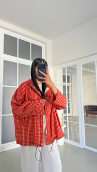 Turuncu Çıtçıt Düğmeli Kareli Kapüşonlu Yağmurluk GAUS-02001GAUSJacketsGAUS-02001