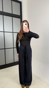 Lacivert Beli Lastikli Pile Detaylı Kumaş Pantolon GAUS-00538GAUSPANTOLONGAUS-00538