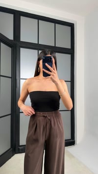 Kahve Beli Lastikli Tencel Pantolon GAUS-01331GAUSPANTOLONGAUS-01331