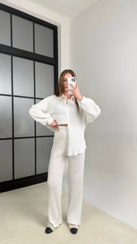 Beyaz Gömlek Beli Lastikli Pantolon İkili Bürümcük Takım GAUS-01089GAUSTAKIMGAUS-01089