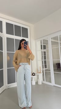 Buz Mavi Kuşaklı Tencel Denim Pantolon GAUS-01617GAUSPANTOLONGAUS-01617