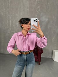 Pembe Tek Omuz Vatka Görünümlü Tasarım Gömlek Gaus00036GausGÖMLEKGU1001076