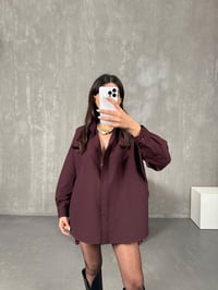 Zela Bordo Pamuklu Oversize GömlekGausGÖMLEKGU100246