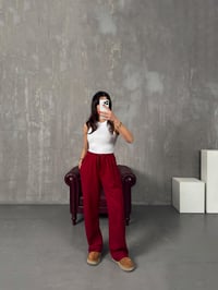 Brow Bordo Üç İplik Şardonsuz Fermuar Paçalı Eşofman AltıGausEŞOFMANGU00904250