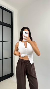 Acı Kahve Beli Lastikli Cep Detaylı Gabardin Pantolon GAUS-0082GAUSPANTOLONGAUS-0082