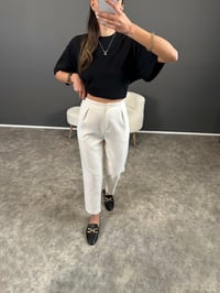 Beyaz Havuç Kesim Kemersiz Pantolon GausPANTOLONGU004451