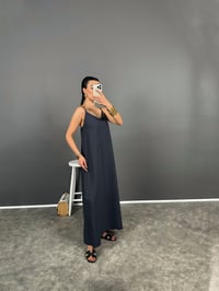 Negundo Antrasit Askılı Rahat Kesim Tensel ElbiseGausELBİSEGU008424