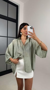 Yeşil Çiçek Desenli Tencel Gömlek Gaus00544GausGÖMLEKGU1002269