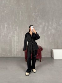 Siyah Gabardin Kuşaklı Takım Gaus0008GausTAKIMGU1001000
