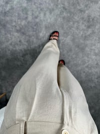 Vive Taş Keten Arkası Lastikli PantolonGausPANTOLONGU007292