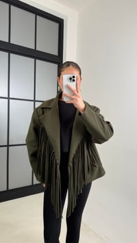 Haki Püskül Detaylı Astarlı Kaşe Ceket GAUS-00622GAUSCEKETGAUS-00622