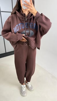 Acı Kahve Kapüşonlu Sweatshirt Beli Lastikli Pantolon 3 İplik Şardonlu Takım GAUS-00530GAUSTAKIMGAUS-00530