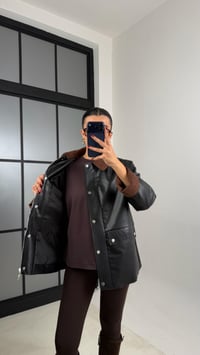 Siyah Kadife Yakalı Astarlı Deri Ceket GAUS-00671GAUSCEKETGAUS-00671